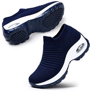 STQ Womens Running Shoes Sock-Like Free Transform Flyknit Sport Shoes Navy, 10